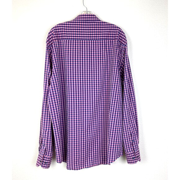 Bugatchi Uomo Men's Shaped Fit Shirt Size 2XL-3XL Plaid Purple Pink  Button Up - Picture 4 of 6